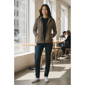 Jones New York Jacket Womens Size S Zip Front Leopard Print